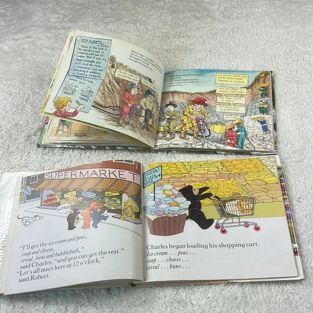 Vintage 80s Book Bundle Teddy Bears Go Shopping A Worms Tale Magic Schoolbus